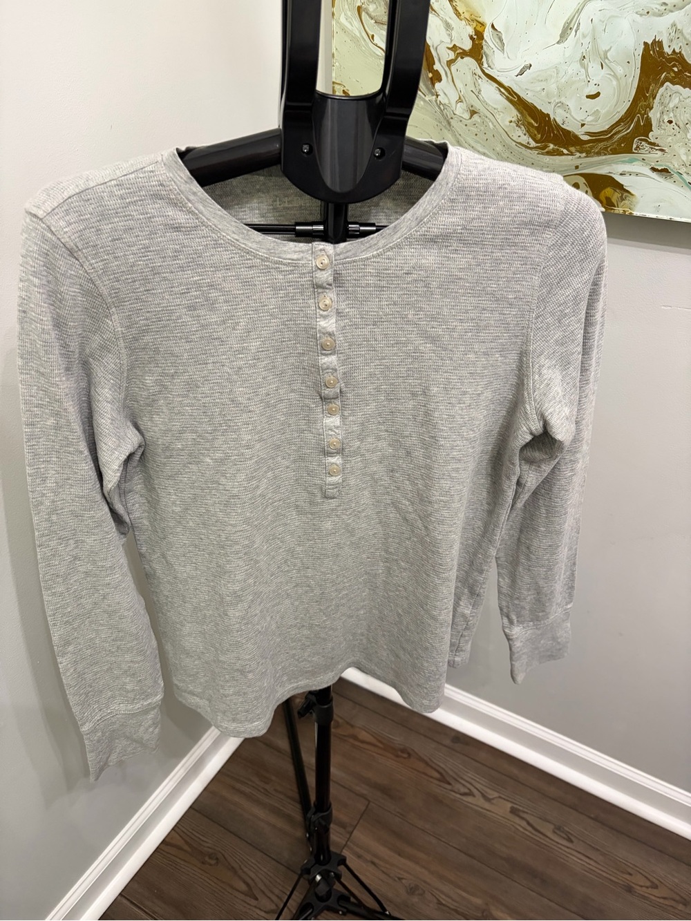 L.L. Bean Light Gray Women's Long-Sleeve Henley
